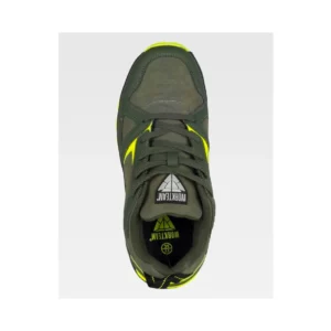 Zapatilla de trekking WorkTeam P4014, Verde caza/Amarillo flúor, vista cenital de un zapato