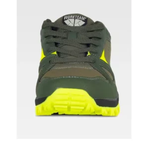 Zapatilla de trekking WorkTeam P4014, Verde caza/Amarillo flúor, vista frontal