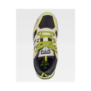 Zapatilla de trekking WorkTeam P4015, Gris claro/Amarillo flúor, vista cenital de un zapato