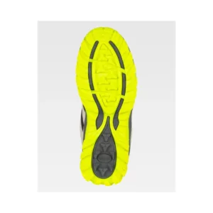 Zapatilla de trekking WorkTeam P4015, Gris claro/Amarillo flúor, vista de la suela