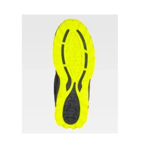 Zapatilla de trekking WorkTeam P4015, Negro/Amarillo fluor, vista de la suela