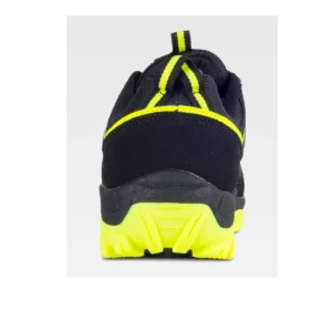 Zapatilla de trekking WorkTeam P4015, Negro/Amarillo fluor, vista del talón