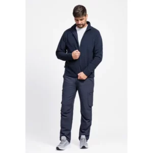 Chaqueta polar segunda piel WorkTeam S4002, Marino, vista frontal de cuerpo entero con modelo