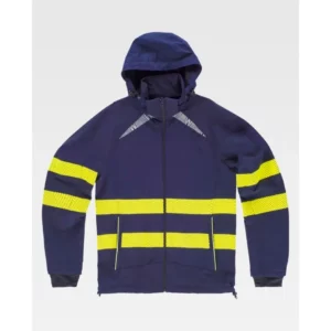 Chaqueta elástica reflectante WorkTeam S7879, Marino/Amarillo flúor, vista frontal