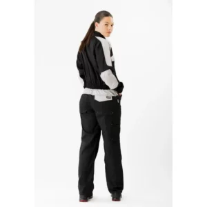 Buzo WorkTeam WF1042, Negro/gris claro, persona; vista posterior oblicua
