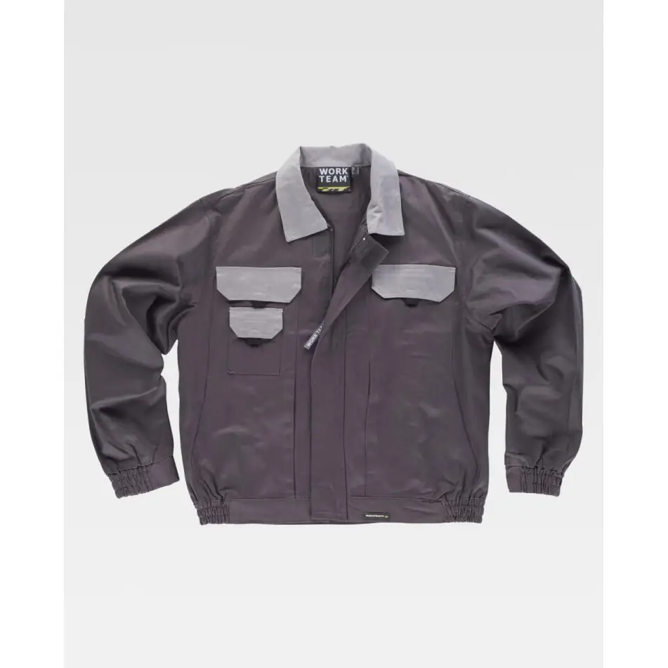 Cazadora combinada de algodón WorkTeam WF1160 1 Cazadora combinada de algodón WorkTeam WF1160, Gris/Gris, vista frontal