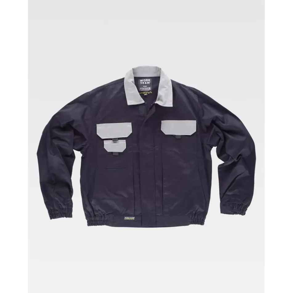 Cazadora combinada de algodón WorkTeam WF1160 3 Cazadora combinada de algodón WorkTeam WF1160, Marino/Gris, vista frontal