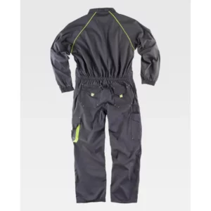 Buzo WorkTeam WF1642, Gris/Amarillo flúor, vista posterior