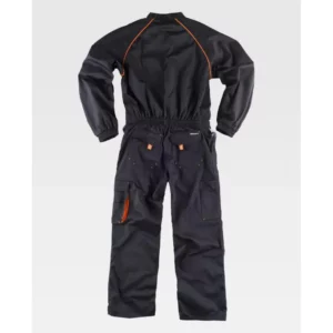 Buzo WorkTeam WF1642, Negro/Naranja flúor, vista posterior