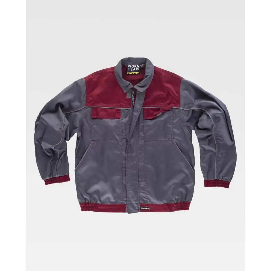 Cazadora con vivos reflectantes WorkTeam WF1852 1 Cazadora con vivos reflectantes WorkTeam WF1852, Gris/Granate, vista frontal