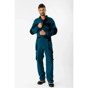 Buzo WorkTeam WF2620, Azafata/Negro, persona; vista frontal oblicua