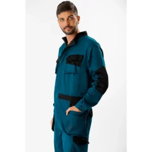 Buzo WorkTeam WF2620, Azafata/Negro, persona; vista frontal oblicua