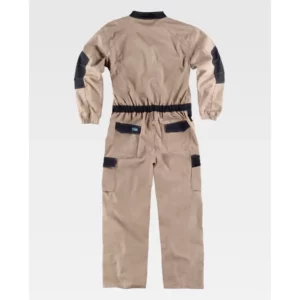 Buzo WorkTeam WF2620, Beige/Negro, vista posterior