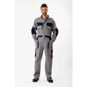 Buzo WorkTeam WF2620, Gris/Marino, persona; vista frontal oblicua