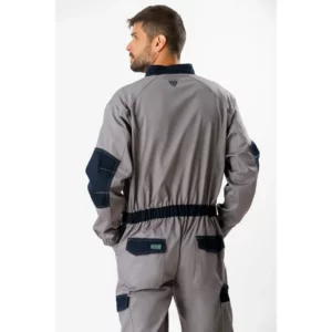 Buzo WorkTeam WF2620, Gris/Marino, persona; vista posterior oblicua