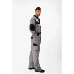 Buzo WorkTeam WF2620, Gris/Marino, persona; vista posterior oblicua