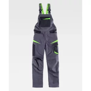 Peto WorkTeam WF2727, Gris oscuro/Negro/Verde lima, vista frontal