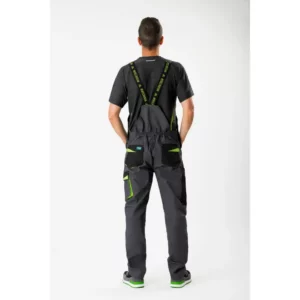 Peto WorkTeam WF2727, Gris oscuro/Negro/Verde lima, persona; vista posterior