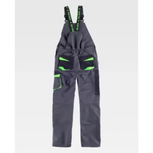 Peto WorkTeam WF2727, Gris oscuro/Negro/Verde lima, vista posterior