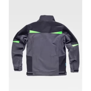 Chaqueta tricolor de canvas WorkTeam WF2752, Gris oscuro/Negro/Verde lima, vista trasera