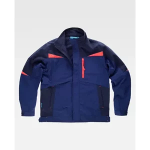 Chaqueta tricolor de canvas WorkTeam WF2752, Marino/Marino oscuro/Rojo flúor, vista frontal