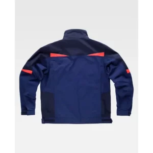 Chaqueta tricolor de canvas WorkTeam WF2752, Marino/Marino oscuro/Rojo flúor, vista trasera