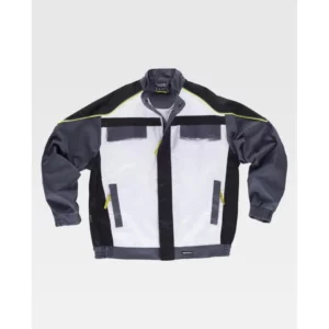 Cazadora tricolor con rejilla en axilas WorkTeam WF5851, Blanco/Negro/Gris oscuro, vista frontal