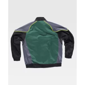 Cazadora tricolor con rejilla en axilas WorkTeam WF5851, Verde/Gris oscuro/Negro, vista trasera