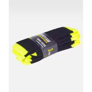 Calcetines, pack 3 pares WorkTeam WFA021, Negro/Amarillo flúor, vista del pack