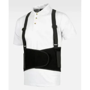 Faja lumbar con tirantes WorkTeam WFA302, Negro, vista oblicua sobre maniquí