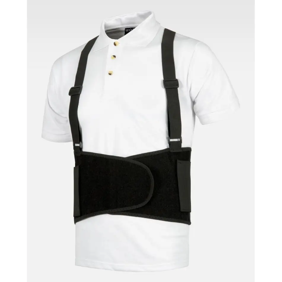 Faja lumbar con tirantes WorkTeam WFA302 1 Faja lumbar con tirantes WorkTeam WFA302, Negro, vista oblicua sobre maniquí
