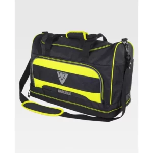 Bolsa de deporte WorkTeam WFA410, Negro/Amarillo flúor, vista oblicua del producto