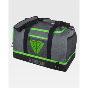 Bolsa de deporte WorkTeam WFA411, Gris jaspeado/Verde flúor, vista oblicua del producto