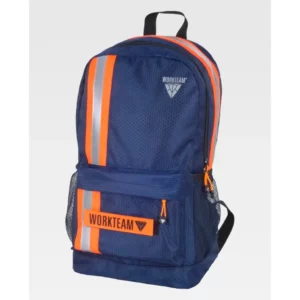 Mochila WorkTeam WFA440, Marino/Naranja flúor, vista oblicua del producto