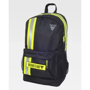 Mochila WorkTeam WFA440, Negro/Amarillo fluor, vista oblicua del producto