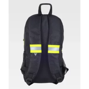 Mochila WorkTeam WFA440, Negro/Amarillo fluor, vista posterior