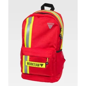 Mochila WorkTeam WFA440, Rojo/Amarillo fluor, vista oblicua del producto