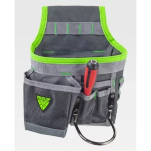 Bolsa de herramientas WorkTeam WFA555, Gris oscuro/Verde flúor, vista oblicua del producto