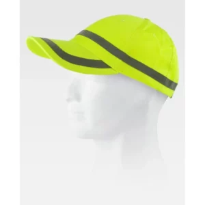 Gorra WorkTeam WFA901, Amarillo flúor, vista oblicua sobre maniquí