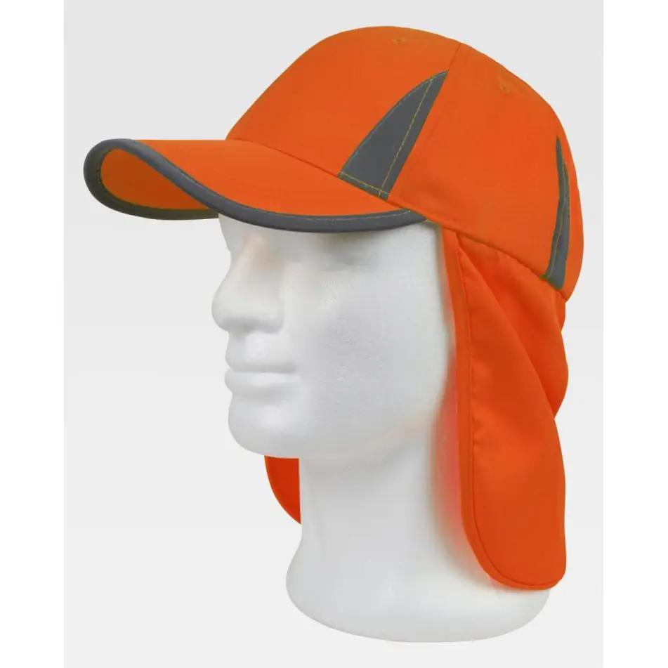 Gorra WorkTeam WFA904 2 Gorra WorkTeam WFA904, Naranja flúor, vista oblicua sobre maniquí