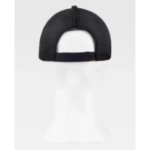 Gorra WorkTeam WFA907, Negro/Naranja flúor, vista posterior sobre maniquí