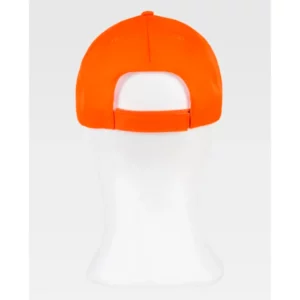 Gorra WorkTeam WFA907, Naranja flúor/Negro, vista posterior sobre maniquí