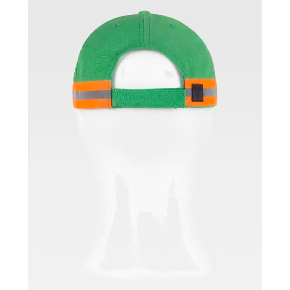 Gorra WorkTeam WFA909 8 Gorra WorkTeam WFA909, Verde pistachio/Naranja flúor, vista posterior sobre maniquí