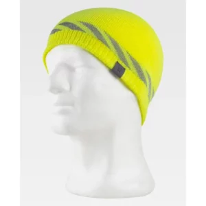 Gorro WorkTeam WFA917, Amarillo flúor, vista oblicua sobre maniquí