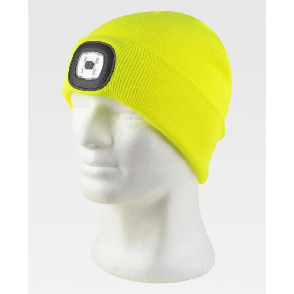 Gorro WorkTeam WFA921 1 Gorro WorkTeam WFA921, Amarillo a.v., vista oblicua sobre maniquí