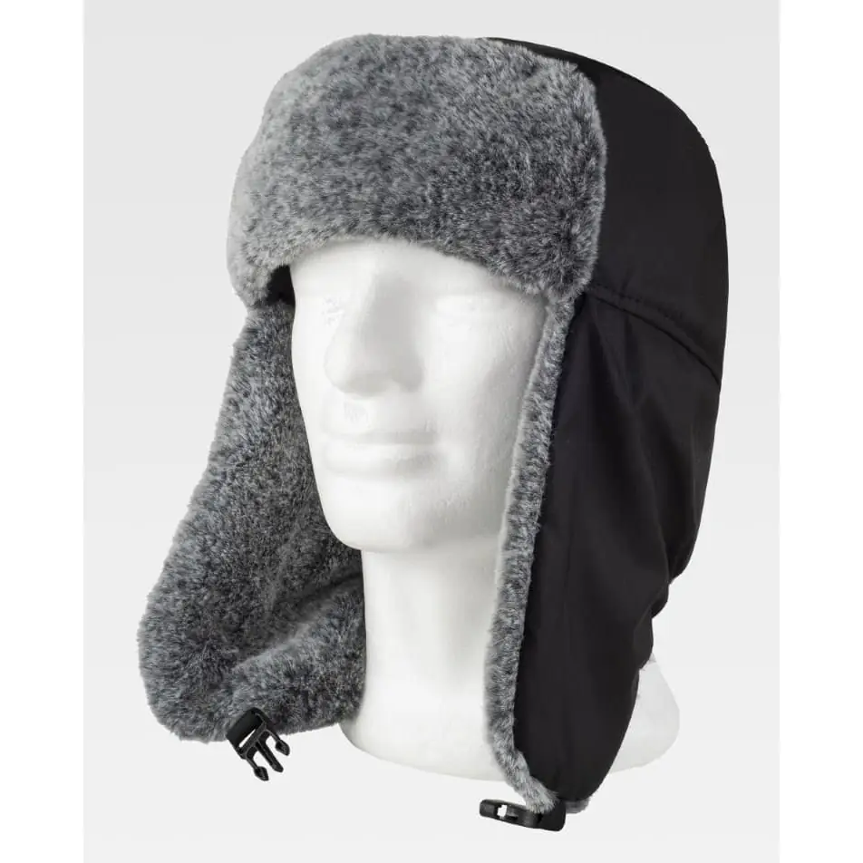 Gorro WorkTeam WFA936 1 Gorro WorkTeam WFA936, Negro/Gris, vista oblicua sobre maniquí