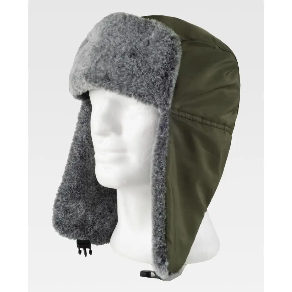 Gorro WorkTeam WFA936 4 Gorro WorkTeam WFA936, Verde caza/Gris, vista oblicua sobre maniquí