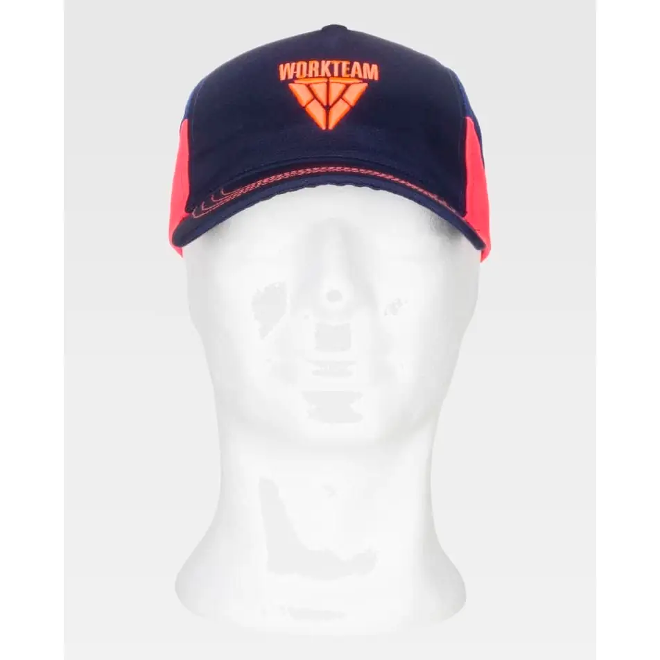 Gorra WorkTeam WFA941 2 Gorra WorkTeam WFA941, Marino/Marino oscuro/Rojo flúor, vista frontal