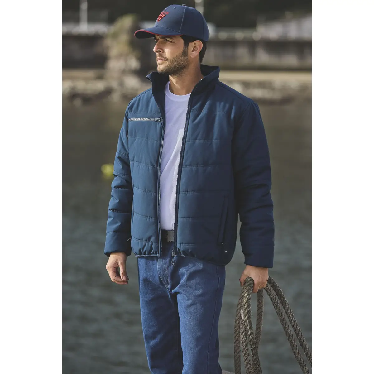 Gorra WorkTeam WFA943 1 Gorra WorkTeam WFA943, Marino, persona; vista frontal oblicua
